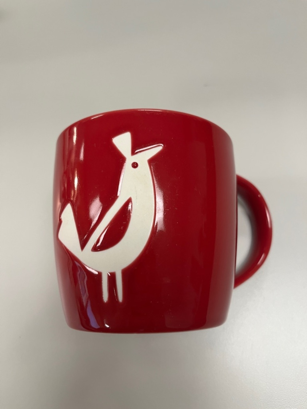 Starbucks 2011 Red Ceramic Mug with White Bird Graphic
